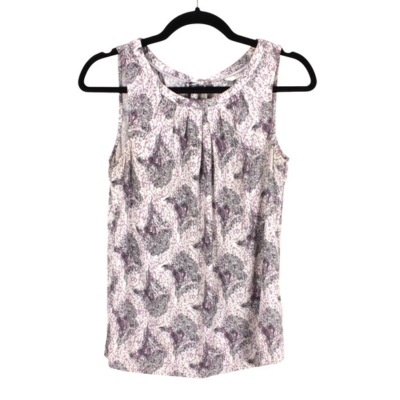 Boden Tops - BODEN Crepe Tank Top size US‎ 4 UK 8 Purple Floral Pleat Keyhole Tied